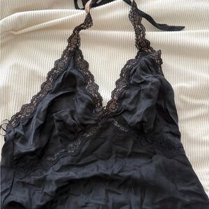 Reformation Black Monica Silk Top XS